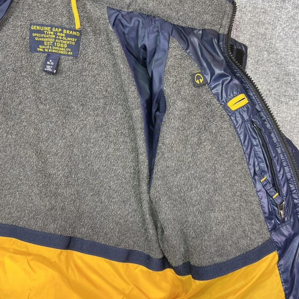 Gap Down Puffer Jacket Kids S (6-7) Blue Hooded Fleece Lined Winter Type G86